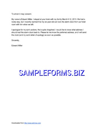 Formal Letter of Apology pdf free